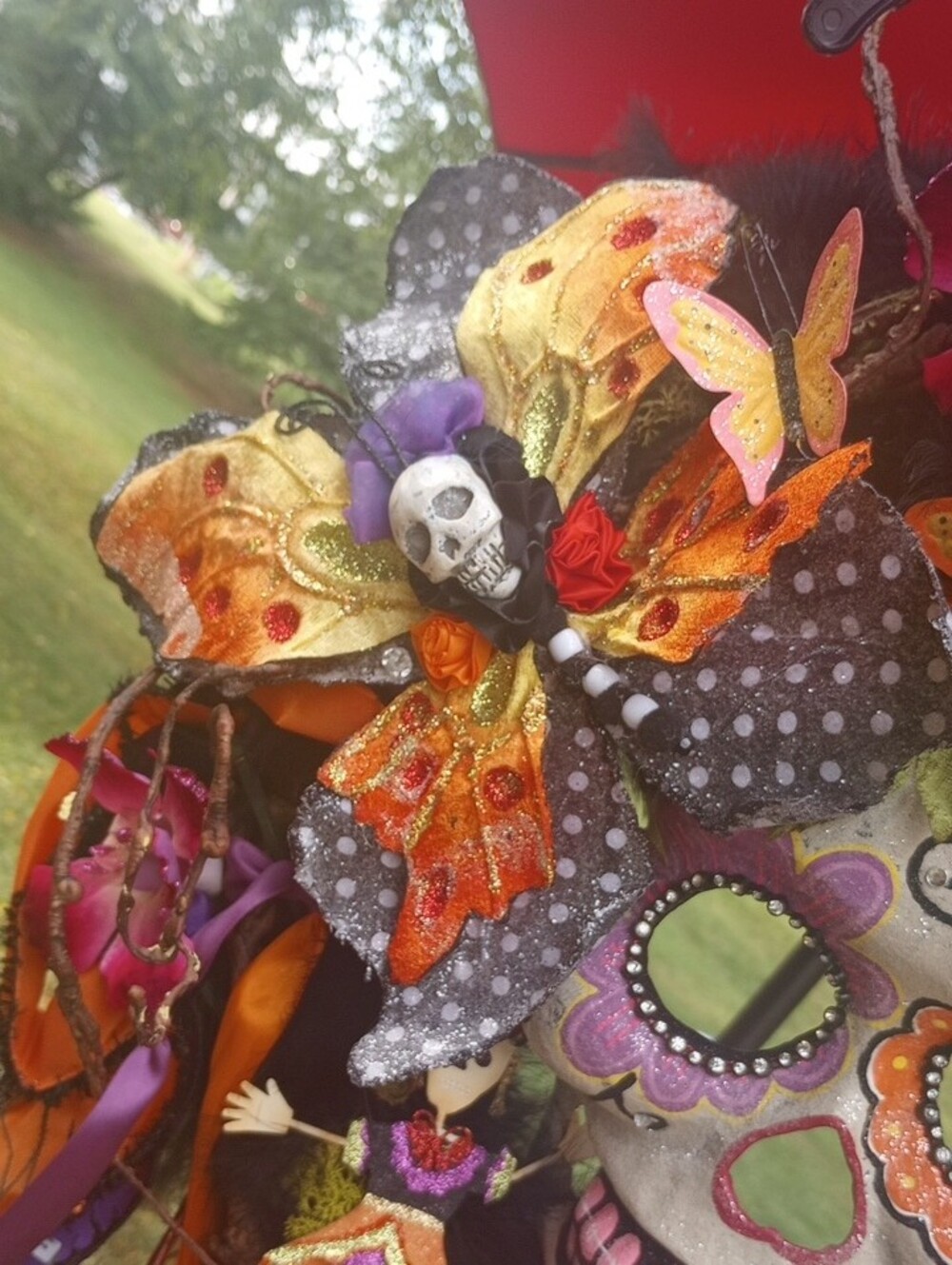 Halloween Wreath with Orange & Purple Accents - Picture 4 of 7
